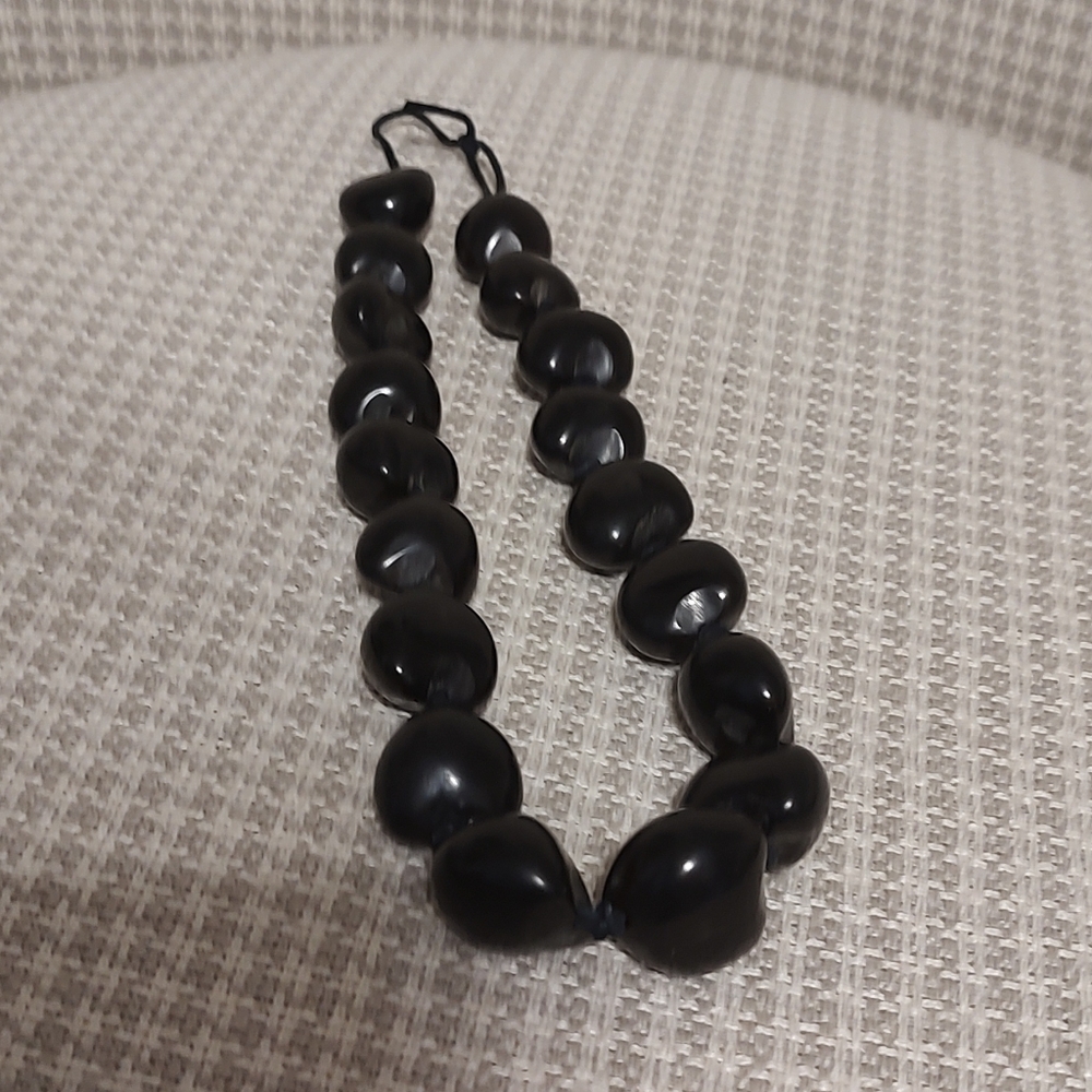Black Beaded Hair Accessory Necklace-Style Accent